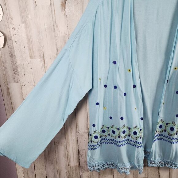MissLook Floral Embroidered Lace Cardigan Blue Size XL - Picture 12 of 12